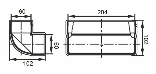 Колено вертикальное ERA 620КВП 204х60 мм пластиковое